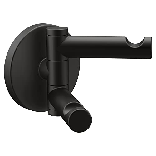 Moen Align Matte Black Modern Double Swivel Robe Hook, YB0402BL - color: Matte Black