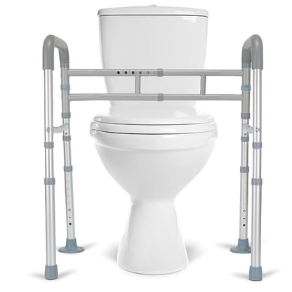 Toilet Safety Rails, Adjustable Toilet Rails for Elderly Adults Senior Disabled Handicap, Toilet Assistance Handles Safety Frames, Fit for Most Toilet, Foldable & Portable