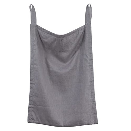 Amazhiyu Pure Linen Over The Door Laundry Hanging Hamper Bag with Bottom Zipper and Pockets Grey - color: Grey