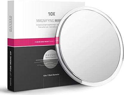 6" Magnifying Makeup Mirror with 3 Strong Suction Cups,Portable Travel(10X) - color: 10x