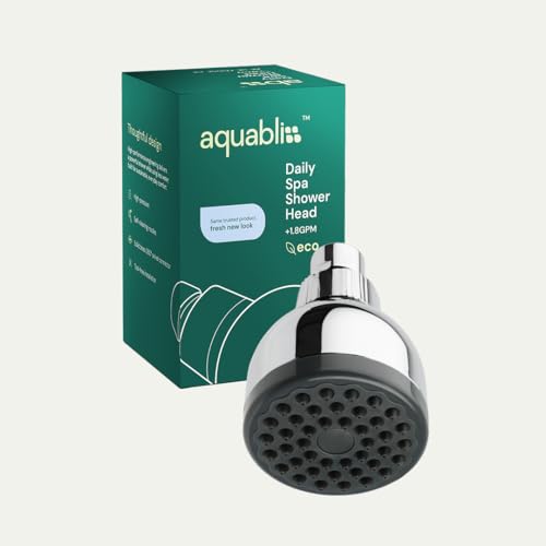 Aquabliss TurboSpa ECO High-Pressure Shower Head - Chrome | Water-saving 3-inch high-pressure shower head with 42-nozzle wide spray. Twist-on install, no tools needed.
