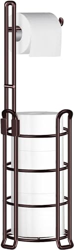 TomCare Toilet Paper Holder Stand Free Standing, Holds 4 Mega Rolls, Bronze | Tool-Free Assembly, Detachable Metal Wire Frame, Powder-Coated Finish, Easy Storage and Flexible Bathroom Placement - color: Bronze, size: Standard