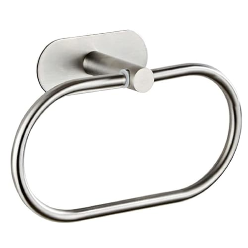 Towel Ring Self Adhesive No Drill Hand Towel Holder for Bathroom SUS 304 Stainless Steel Brushed Nickel (Silvery) - color: Silver