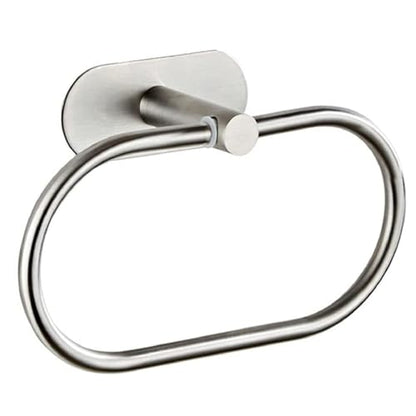 Towel Ring Self Adhesive No Drill Hand Towel Holder for Bathroom SUS 304 Stainless Steel Brushed Nickel (Silvery) - color: Silver