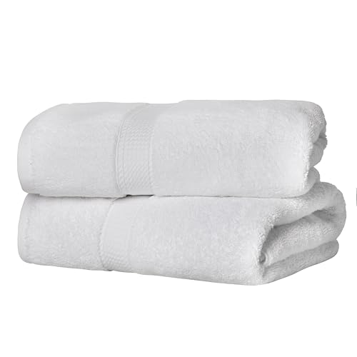 Superior Egyptian Cotton Plush & Absorbent, Bath Towel Set of 2, White | Quick Dry, Soft Luxury Towel Set, Bath Essentials for Bathroom, Guest Bath, Spa, 2 Piece Bath, Madeline Towels - color: White, size: Bath Towel 2-Pack