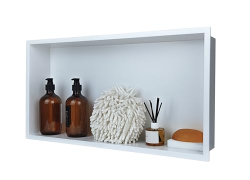 24"x12" Shower Niche Insert Tile Ready ，Stainless Steel Recessed Shower Caddy ，Bathroom remodel，Matte White （ 24 x 12 in） - color: White, size: 12 * 24 in