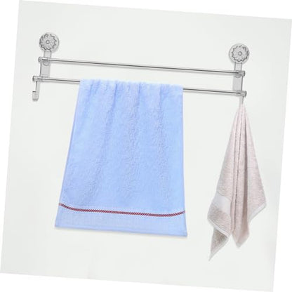 Simple Elegant Suction Cup Towel Rack No Drill Double Pole Bathroom Wall Mount Towel Holder Dryer Shoe Rack