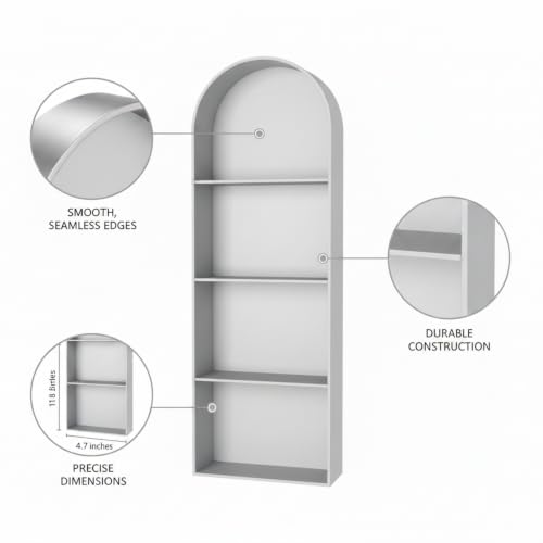 Recessed Shower Niche Stainless Steel, 11.8 x 4.7 x 3.9 Inch Arched Wall Shelf for Bathroom Storage, Rust-Resistant Built-in Insert (1 Pack) - color: Metallic