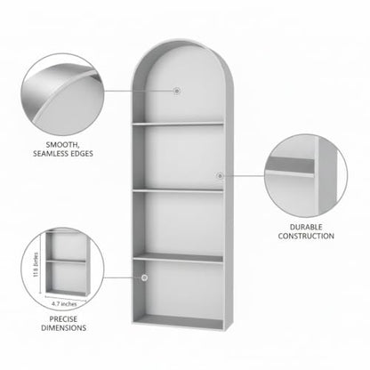Recessed Shower Niche Stainless Steel, 11.8 x 4.7 x 3.9 Inch Arched Wall Shelf for Bathroom Storage, Rust-Resistant Built-in Insert (1 Pack) - color: Metallic