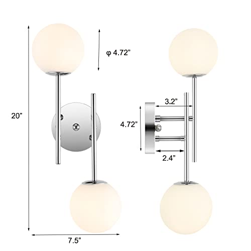 BYOLIIMA Modern Chrome Wall Sconce, 7.5" W x 20" H, G9 Base, Fully Dimmable, Ideal for Bathroom, Kitchen, Living Room, Office - color: Chrome