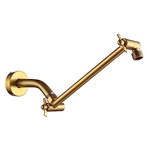 Shower Head Extension Arm, 10 Inch Adjustable Shower Arm for Rainfall Shower, Angle & Height Adjustable Extender with Universal Connector, Anti-Leak & Tool-Free Installation - color: Gold, size: 10 Inch