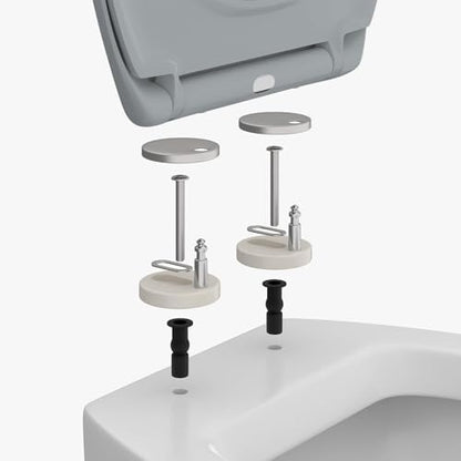Ram® Grey Quick Release Soft Close Toilet Seat with Hinges Bathroom Bowl Seating ABS Toilet Seat