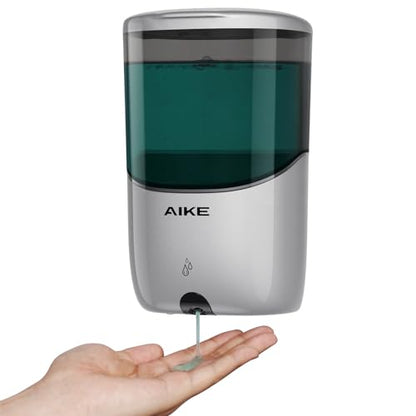 AIKE Liquid Automatic Soap Dispenser,Power by 4*AA Batteries for Bathroom | 5-level adjustable for Home and Small Business(Batteries Not Included),No-Drill and Screw Wall Mount for Space-Saving,AK1216 - color: Silver