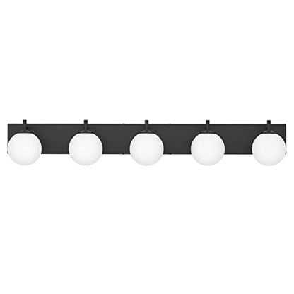 Aipsun Vanity Light, 5 Lights Matte Black Bathroom Light Fixtures, Vanity Lights with Milky White Globe Glass, Black Lights Over Mirror - color: Black, size: 5 Lights