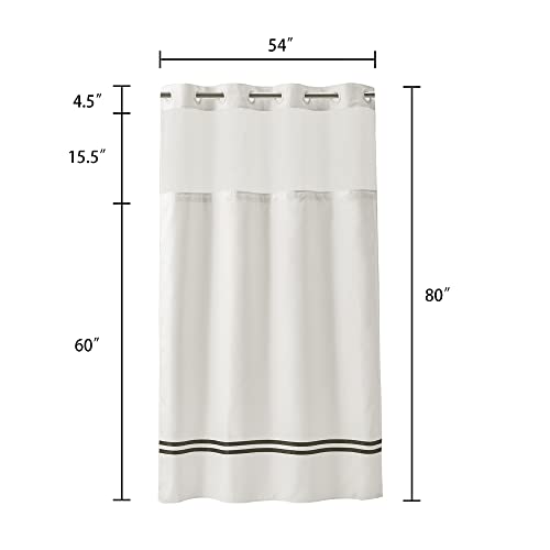 River Dream Stall Shower Curtain with Snap in Liner,No Hooks Needed Shower Curtain for Bathroom,Hotel Grade,Machine Washable,54" W×80" H,White,with Black Stripe and Magnets - color: Black Stripe, size: 54"W x 80"L (Pack of 1)