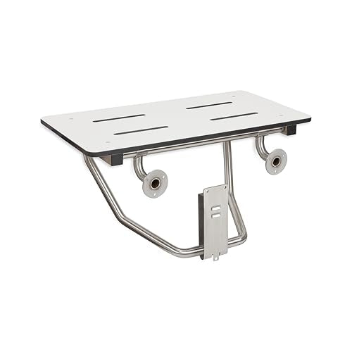 Seachrome Lift-Assist Shower Seat, Yoke-Style Bench, Wall Mount, 30" x 15", Solid White Phenolic - color: White, size: 30 inch
