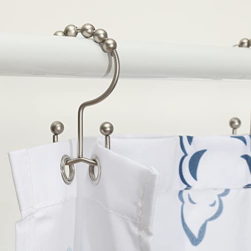 Shower Curtain Hooks, Goowin Shower Curtain Rings, Stainless Steel Shower Curtain Hooks Rust Proof Free Sliding Double Shower Hooks for Curtain, Shower Curtains & Liners (Matte Nickel) - color: Matte Nickel