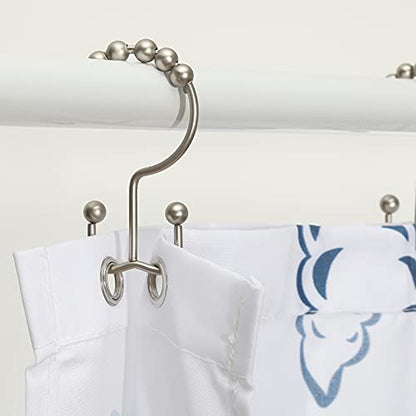 Shower Curtain Hooks, Goowin Shower Curtain Rings, Stainless Steel Shower Curtain Hooks Rust Proof Free Sliding Double Shower Hooks for Curtain, Shower Curtains & Liners (Matte Nickel) - color: Matte Nickel