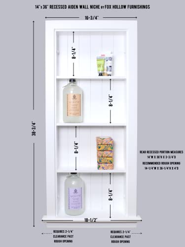 14x36 Aiden Recessed Wall Niche Medicine Cabinet Replacement, in The Wall Bathroom Cabinet Insert Shelf/Shelves, Made in North America, Real Wood, NO MDF, Beadboard, White - color: White 4 Shelf, size: 14x36