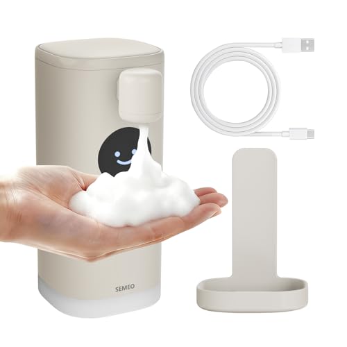 Automatic Foaming Soap Dispenser, Touchless Soap Dispenser with LED Hand Washing Timer, Rechargeable 350ml Foam Soap Dispenser, IPX7 Waterproof, Wall Mounted for Bathroom Kitchen Kids - color: Gray