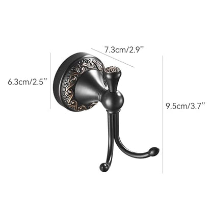 Antique Bronze Brass Bath Towel Hooks, Wall Mounted Bathroom Hardware Accessories,Pattern Carving Design - color: Robe Hook