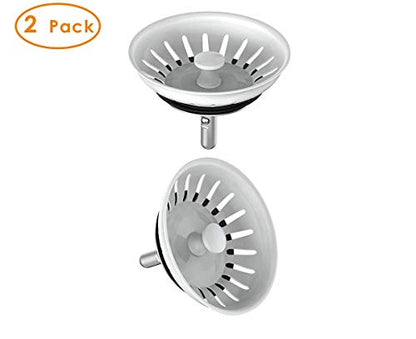 KANARY Stainless Steel Sink Strainer with Rubber Stopper (2-Pack, White) - color: White, size: 2-pack