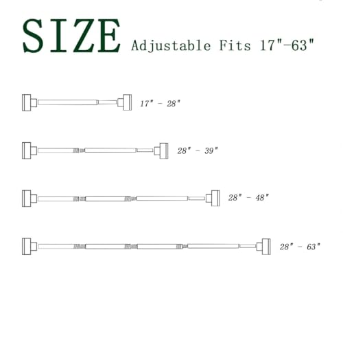 Shower Curtain Rod 32-66 Inches Never Rust Stainless Steel Thickened Spring Tension Spliceable Non-Slip No Drilling for Bathroom Window - color: Black, size: 32"- 66"