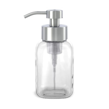 Grove Co. Glass Foaming Hand Soap Dispenser with Stainless Steel Pump, 12oz | Pair with our Foaming Soap Refills; Stainless Steel Pump; No plastic waste; Reusable dispenser - color: Clear, size: 12 Ounce