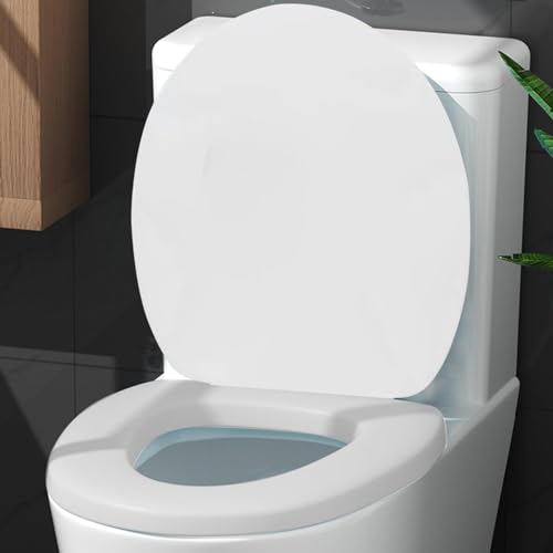 Soft Close Round Toilet Seat - Thickened Plastic Lid, Easy to Clean, Quiet Comfort, Fits Standard Toilets, White, Easy Install (White) - color: White