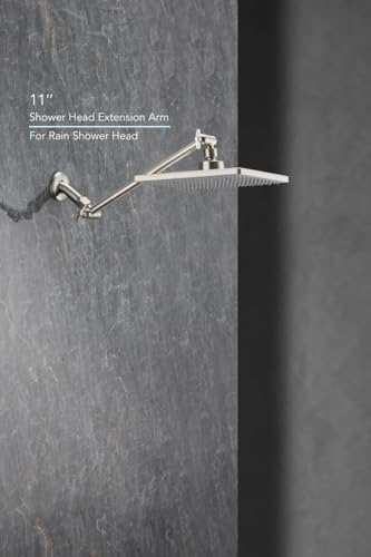 11 Inch Adjustable Shower Head Extension Arm With Locking Set Screw, Singing Rain 304 Stainless Steel Nickel Brushed Angle Height Adjustable, G1/2 Universal Connector Compatible (Nickel Brushed) - color: 2. Nickel Brushed, style: 11 inch