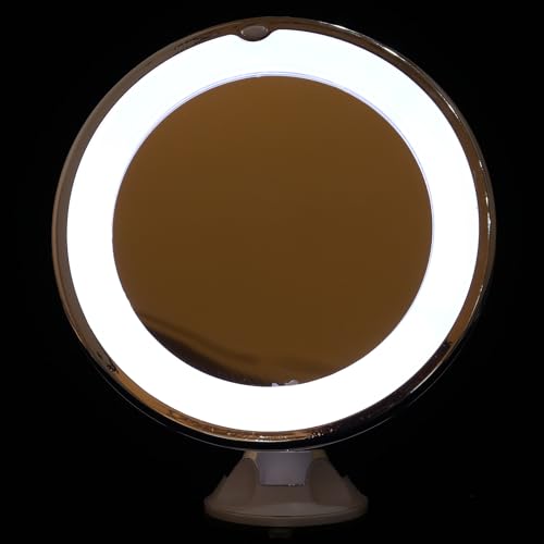 CLISPEED 10x Magnifying Makeup Mirror with LED Light and Suction Cup, 7-inch Bathroom Vanity Mirror for Cosmetics Application and Travel Use