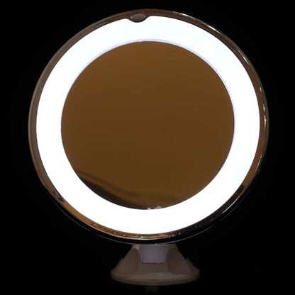 CLISPEED 10x Magnifying Makeup Mirror with LED Light and Suction Cup, 7-inch Bathroom Vanity Mirror for Cosmetics Application and Travel Use