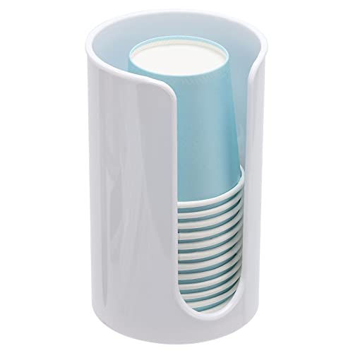 LoveBB Plastic Paper Cup Holder - Small Disposable Cup Dispenser Mouthwash Cup Holder for Bathroom Countertop, White - color: White