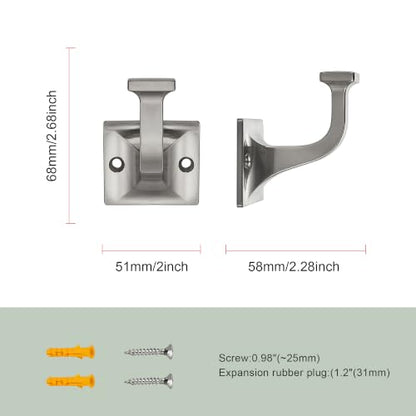 CHIVS Heavy Duty Sold Zinc Towel Hooks, Wall Mounted Square Robe Hooks for Bathroom, Kitchen, Bedroom, Hotel ，Brushed Nickel Wall Hook 5 Pack - color: Brushed Nickel