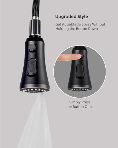 Hibbent Pull Down Kitchen Faucet Head Replacement, 3-Function NSF/ANSI/CAN 61 & CUPC Certified Sink Spray Nozzle, 15 Adapters, Compatible with Moen, Delta, Kohler Faucets, Oil-Rubbed Bronze - color: Oil Rubbed Bronze, style: Stay on sprayer without hold b