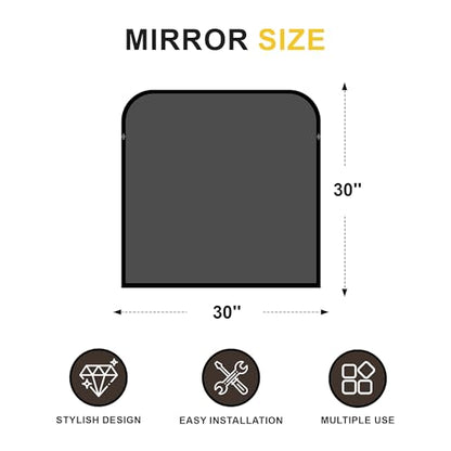 Black Bathroom Vanity Mirror 30x30 Inch | Metal Framed Bathroom Mirror for over Sink, Living Room, Bedroom, Entryway, Mantel, Fireplace Decor, Wall Mounted - size: 30"L x 30"W