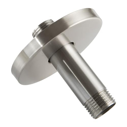 Straight Shower Arm with Flange, Ceiling Mount 3 Inches Rain Shower Head Arm Extension Replacement with Anti-Scratch Escutcheon Plate, DOLGABA Brushed Nickel - color: Round Brushed Nickel 3 Inch