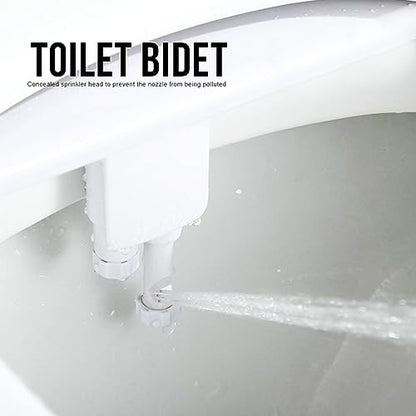 Bidet Attachment for Toilet, Dual Nozzle Non-Electric Bidet Sprayer with Adjustable Water Pressure, Self Cleaning Nozzles for Feminine and Rear Wash, Easy Installation for Home Bathroom
