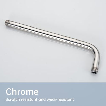 Joyrain Shower Arm Extension with Flange Base, 304 Stainless Steel Extension Pipe, Adjustable Flexible Shower Arm (Chrome, 12-Inch L-Shaped Extension Arm) - color: L-Shaped Extension Arm( 12-In), size: Chrome