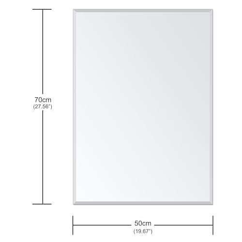 Ruomeng Wall Mirror Beveled Edge Frameless Mirror 20” x 28“ Wall Mounted Mirror for Bathroom Vanity and Entryway - size: 28"L x 20"W