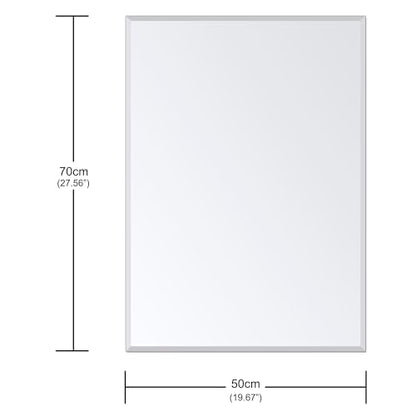Ruomeng Wall Mirror Beveled Edge Frameless Mirror 20” x 28“ Wall Mounted Mirror for Bathroom Vanity and Entryway - size: 28"L x 20"W