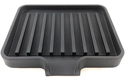 Silicone Soap Dish Tray and Sponge Holder with Drain Chute, Rectangular, Kitchen and Bathroom Sink Organizer (Black, 5.2"x4" (Set of 2), 7.2 Ounces) - color: Black, size: (SM) 5.2"x4" (2pcs)
