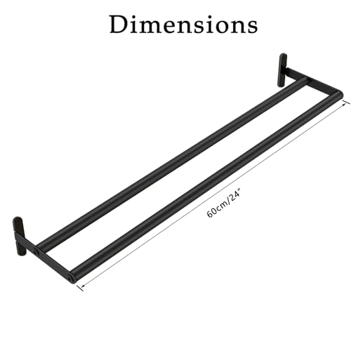 Double Towel Bar, 24 Inch Towel Racks for Bathroom, Stainless Steel Bathroom Towel Holder, Towel Rack Wall Mounted Towel Hanger Towel Rod, Matte Black - size: 24 Inch