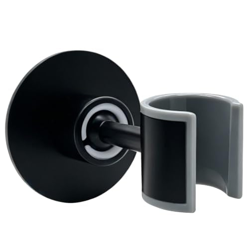 Shower Head Holder 360° Adjustable Handheld Bathroom Shower Head Bracket | All Metal, 360 Swivel Adjustable, No Drill Adhesive Wall Mount for Bathroom RV Standard Shower Hose, Black - color: Black