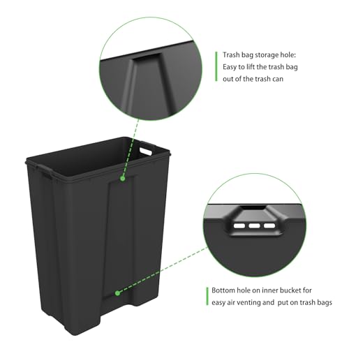 SIMPLYKLEEN 40 Liter / 10.5 Gallon Kitchen Trash Can with Lid, Large Step Garbage Can, Soft-Close Trash Bin for Bathroom Office, Brushed Stainless Steel - color: Silver, size: 40L Rectangle 1PC