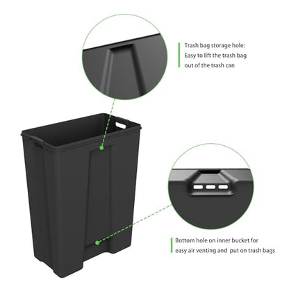 SIMPLYKLEEN 40 Liter / 10.5 Gallon Kitchen Trash Can with Lid, Large Step Garbage Can, Soft-Close Trash Bin for Bathroom Office, Brushed Stainless Steel - color: Silver, size: 40L Rectangle 1PC
