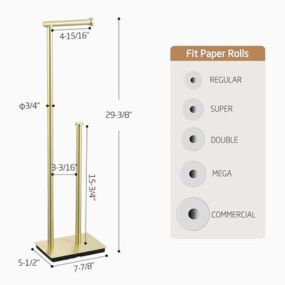 KES Free Standing Bathroom Toilet Paper Roll Holder with Storage | Toilet Paper Holder Stand with Weighted Base, SUS304 Stainless Steel Brushed Gold, BPH286S1B-BZ - color: Brushed Gold
