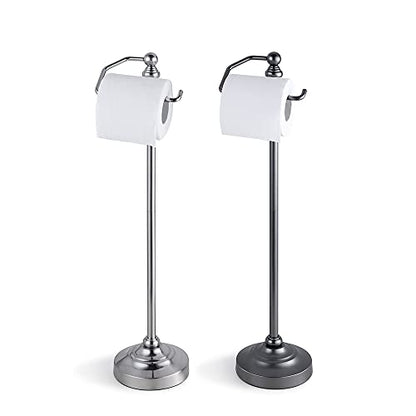 SunnyPoint Deluxe Free Standing Heavy Weighted Toilet Tissue Paper Roll Holder Stand (Black Nickel) - color: Black Nickel