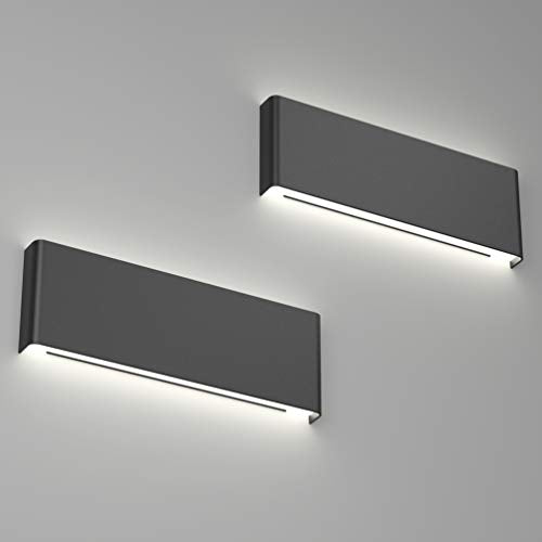 Ralbay 15.7in Wall Sconce 2-Pack Indoor Modern Light Fixtures 14W LED Up and Down Black Bathroom Wall Lighting Fixtures Natural White Light 4500K - color: Black-Natural White, size: 15.7 inch