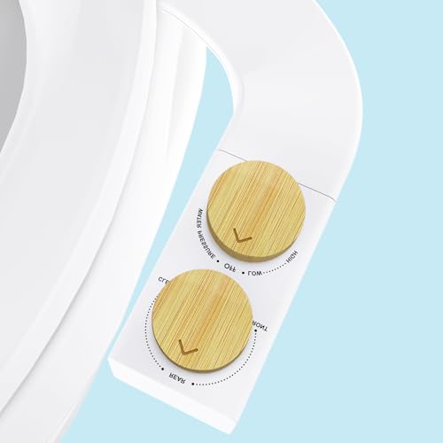 Toilet Bidet With Left/Right Side Reversible Design, Fresh Water, Non-Electric, Toilet Bidet Attachment, Right/Left Hand Side with Dual Nozzle, Self-Clean, Easy to Install (Bamboo Knob) - color: Bamboo Knob